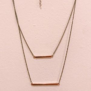 Rose gold and silver Bar necklace